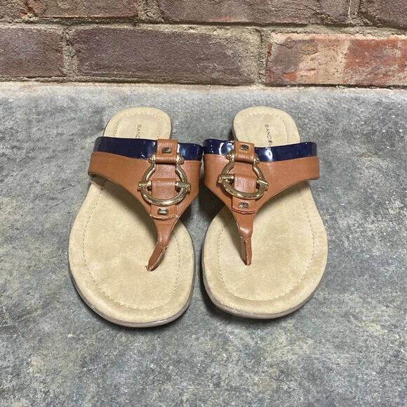 Bandolino BDJANETTE Tan & Navy Flip Flip Sandal Size 7.5 - Picture 4 of 12